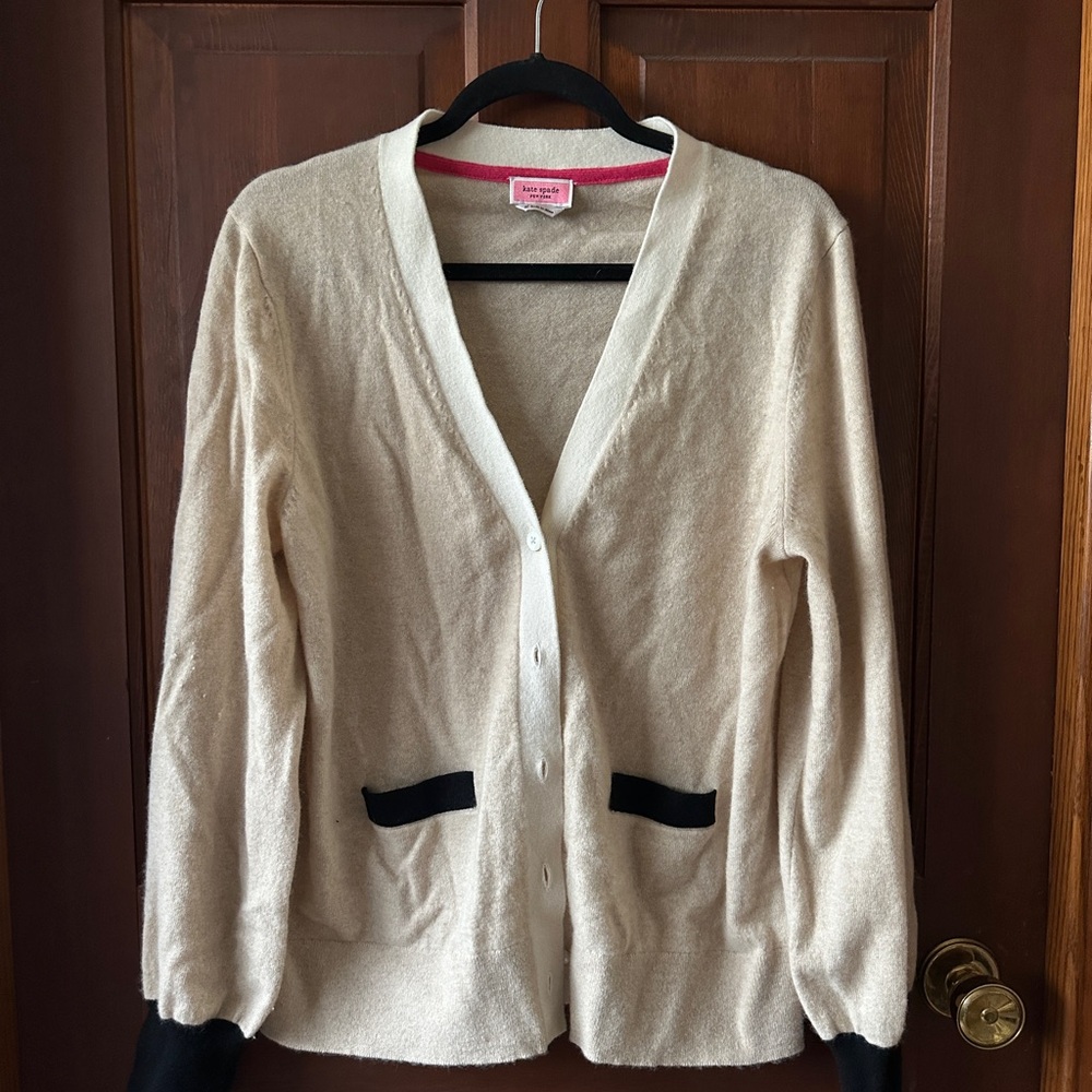 Kate Spade Cream Cardigan with Black Details